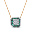 Колье из красного золота с бриллиантами, изумрудами