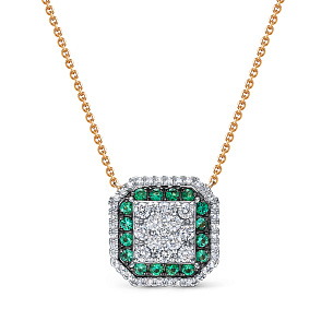 Колье из красного золота с изумрудом