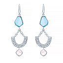 Серьги с английским замком из серебра с лунным камнем