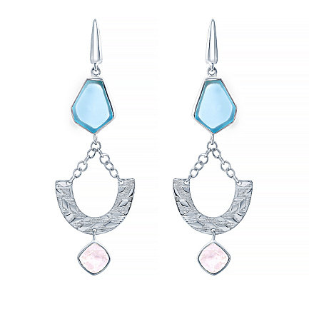 Серьги с английским замком из серебра с лунным камнем