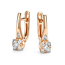 Серьги с английским замком из красного золота с бриллиантами