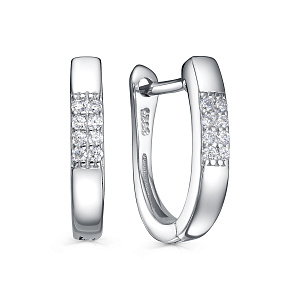 Серьги с английским замком из серебра с фианитами