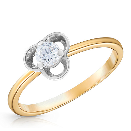 Кольцо помолвочное из желтого золота с бриллиантом