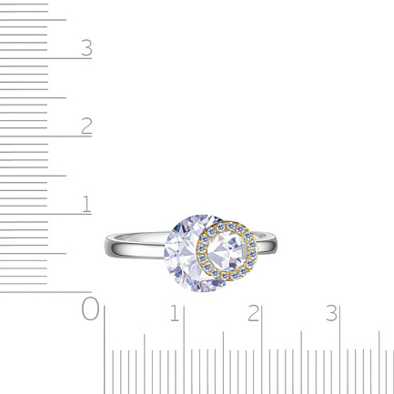 Кольцо из серебра с позолотой, фианитом