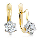 Серьги с английским замком из желтого золота с бриллиантом