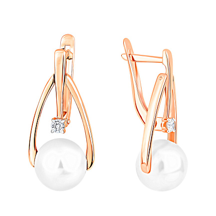 Серьги с английским замком из красного золота