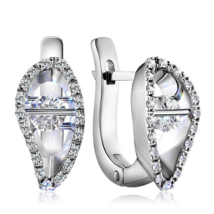 Серьги с английским замком из белого золота с бриллиантом