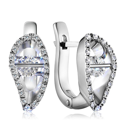 Серьги с английским замком из белого золота с бриллиантами