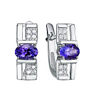 Серьги из белого золота с бриллиантами, танзанитами