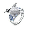 Кольцо из белого золота с бриллиантами, топазом