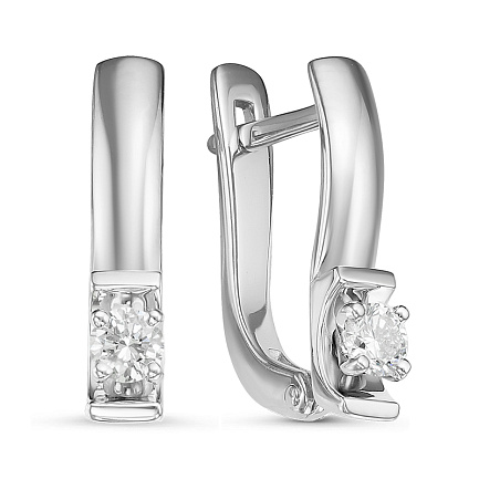Серьги с английским замком из белого золота с бриллиантами