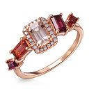 Кольцо из красного золота с бриллиантами, морганитом