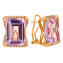 Серьги из красного золота с бриллиантами, аметистами