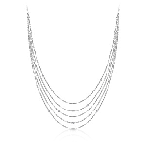 Колье из белого золота с бриллиантами, плетение якорное