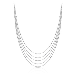 Колье из белого золота с бриллиантами, плетение якорное