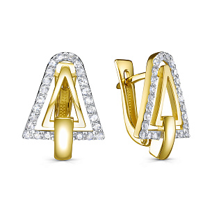 Серьги с английским замком из желтого золота с бриллиантом