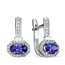 Серьги из белого золота с бриллиантами, танзанитами