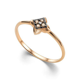 Кольцо из красного золота с бриллиантом