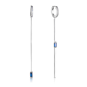 Серьги с английским замком из белого золота с сапфиром