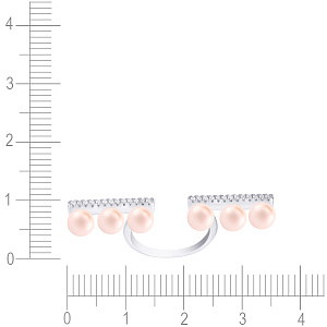 Кольцо из серебра с жемчугом, фианитом