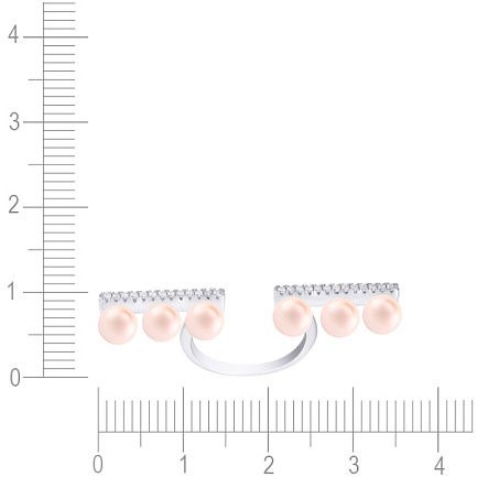 Кольцо из серебра с жемчугом, фианитом