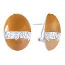 Серьги из серебра с фианитом, эмалью