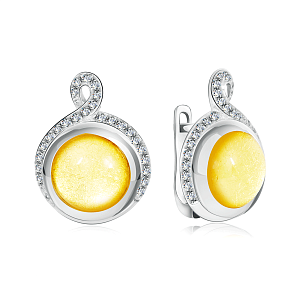 Серьги из серебра с фианитом