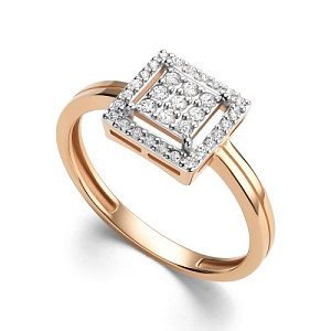 Кольцо из красного золота с бриллиантами