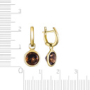 Серьги с английским замком из желтого золота с раухтопазом