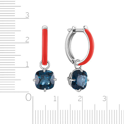 Серьги с английским замком из серебра с топазом