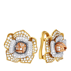 Серьги из комбинированного золота с бриллиантами