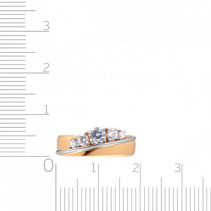 Кольцо из красного золота с фианитом