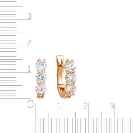 Серьги с английским замком из красного золота с фианитом