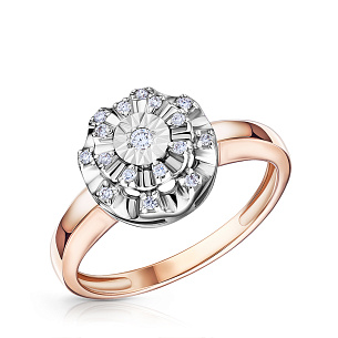 Кольцо из красного золота с бриллиантом