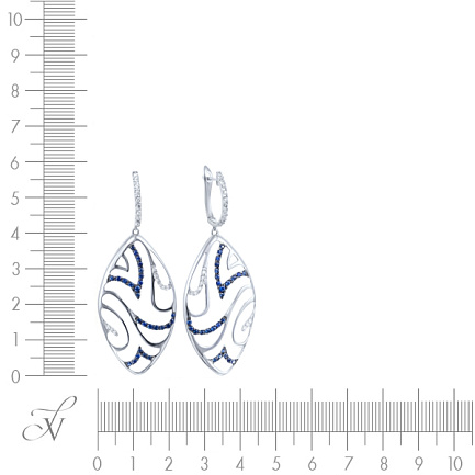 Серьги с английским замком из белого золота с бриллиантами