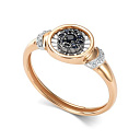 Кольцо из красного золота с бриллиантами, сапфиром