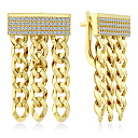 Серьги из желтого золота с фианитом