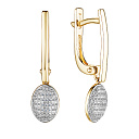 Серьги с английским замком из желтого золота с бриллиантами