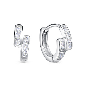 Серьги с английским замком из серебра с фианитами