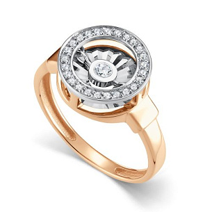 Кольцо из красного золота с бриллиантом