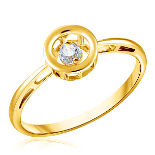 Кольцо из желтого золота с фианитом
