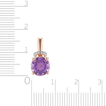Подвеска из красного золота с бриллиантами, аметистом