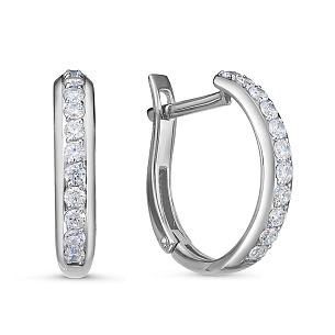 Серьги из белого золота с бриллиантом