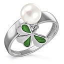 Кольцо из серебра с жемчугом, эмалью