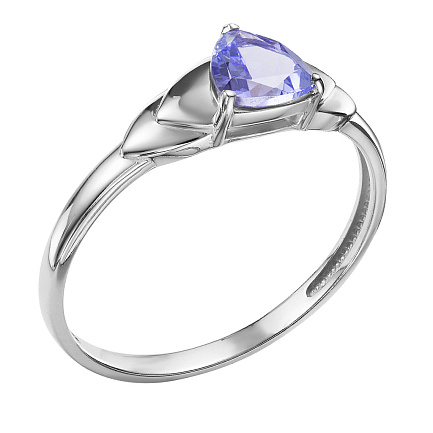 Кольцо из белого золота с танзанитом