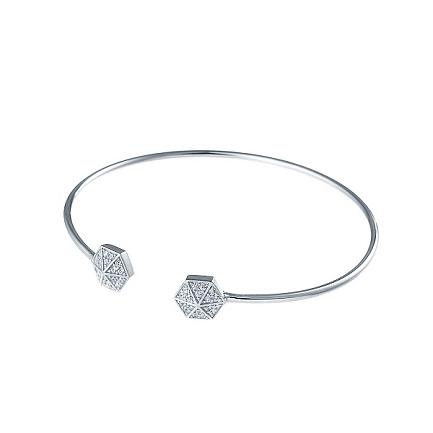 Браслет жесткий из серебра с фианитом