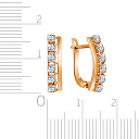 Серьги с английским замком из красного золота с фианитом