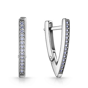 Серьги с английским замком из серебра с фианитом