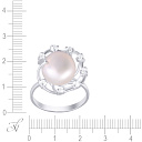 Кольцо из серебра с жемчугом, фианитом