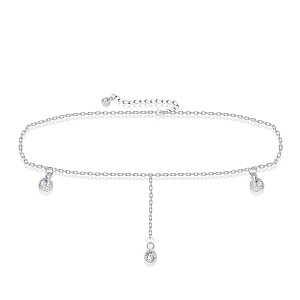 Браслет на ногу декоративный из серебра с фианитом